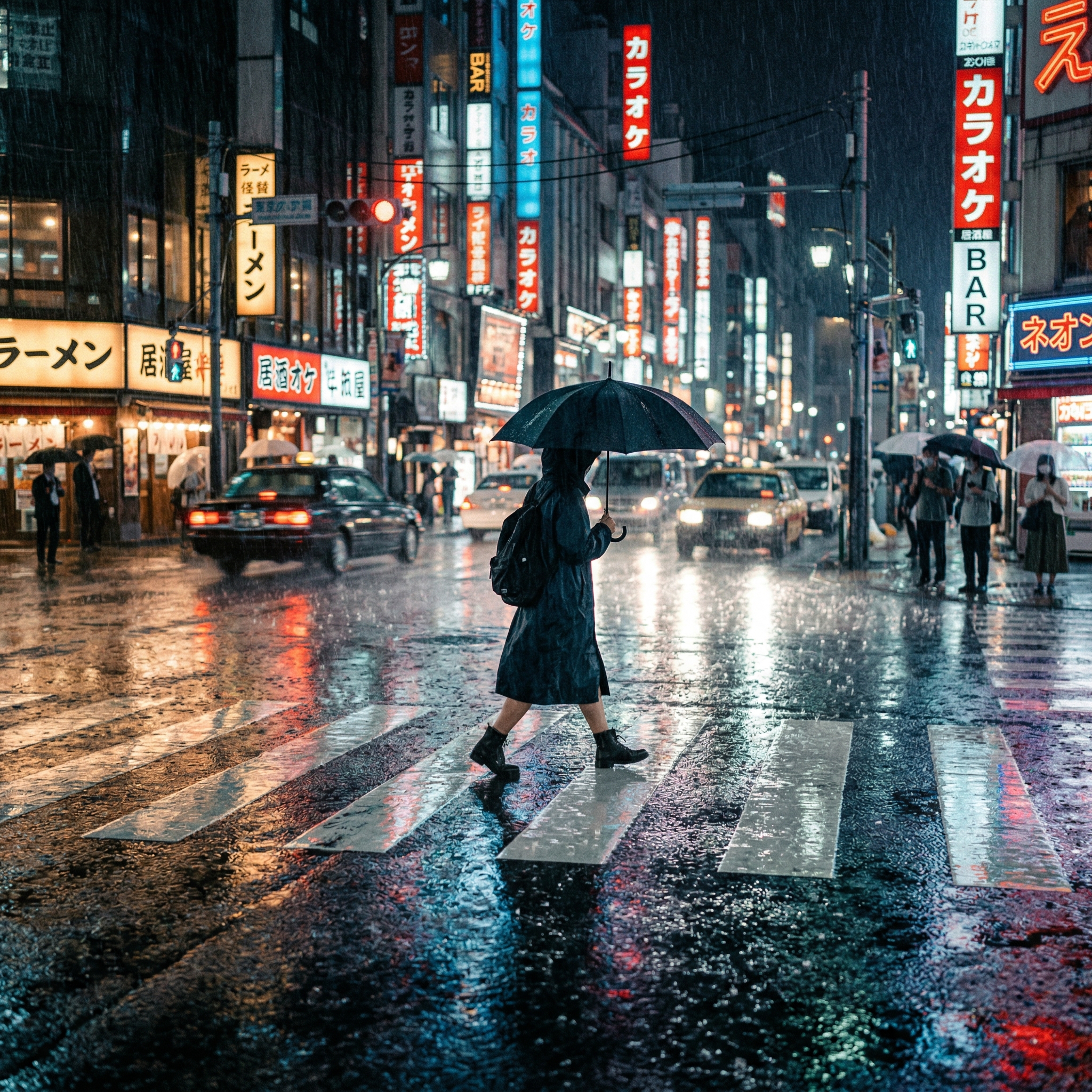 Nano Banana 2 rainy neon crosswalk