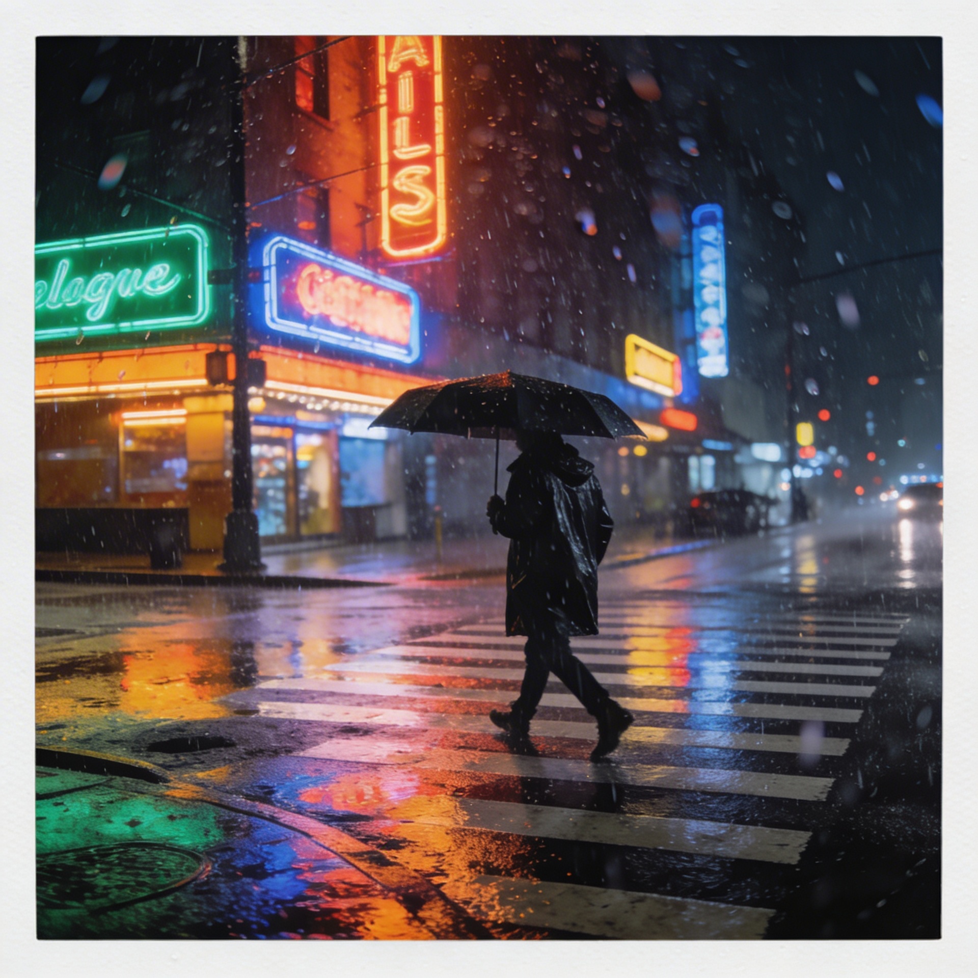 Seedream 4.5 rainy neon crosswalk